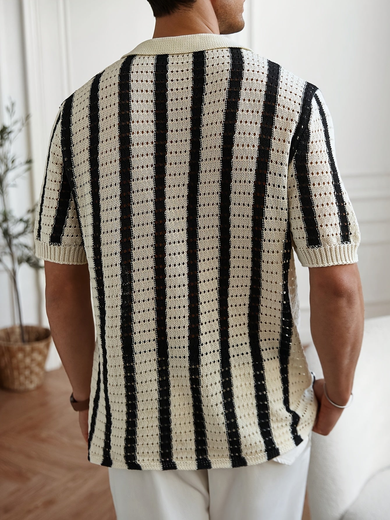 Fiorenzo D'Amico Knit Striped Button-Up Shirt