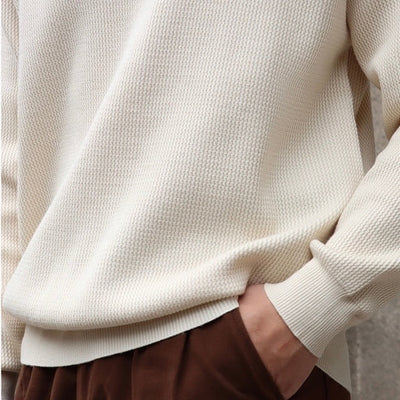 Men’s Knit Pullover Top – Relaxed Fit – Ribbed Texture – Long Sleeve Casual Wear