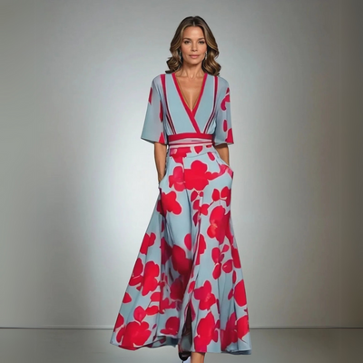 Evie - Elegant Dress With Flower Pattern