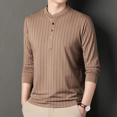 Stratus Pinstripe Mandarin Collar Shirt