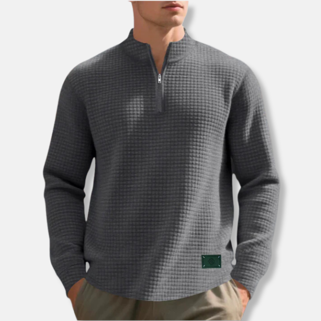 Cavaliere – Waffle-Knit Quarter-Zip Sweater