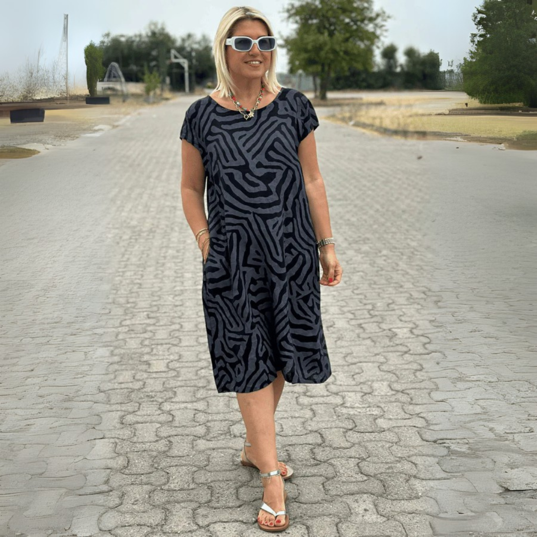 Nelia | Summer Dress with Round Neck and Beautiful Print