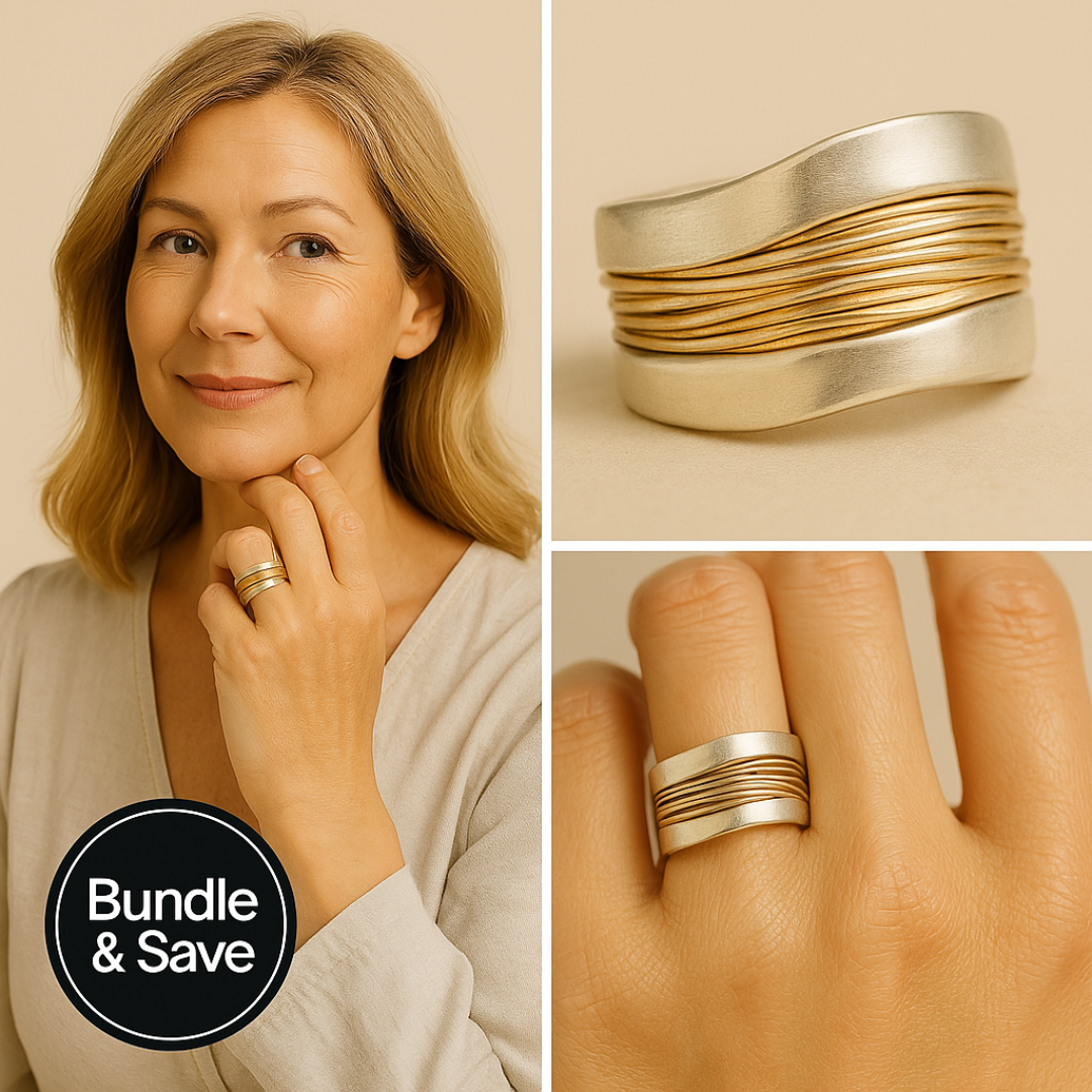 ECSTASY™ - Silver Golden Threads Ring