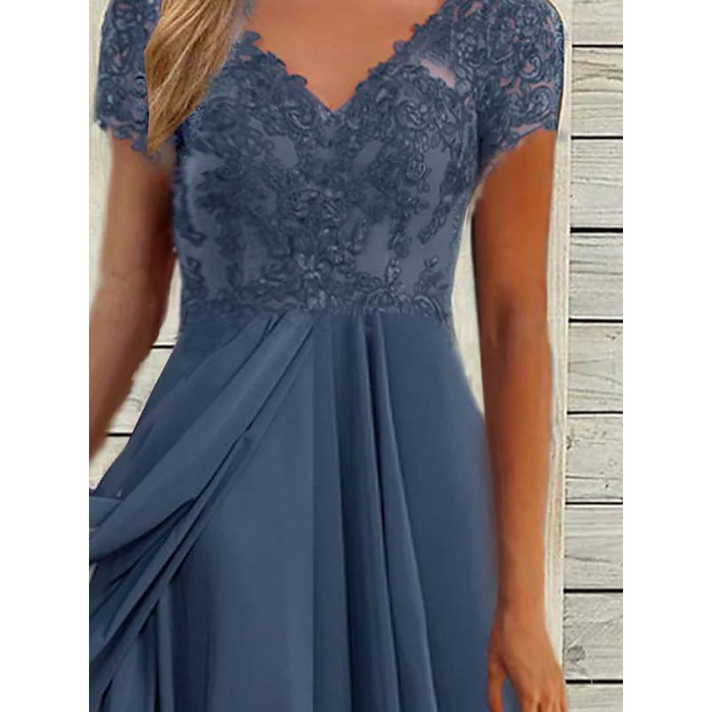 Avencea | Spaghetti Dress with V-Neck and Short Sleeves