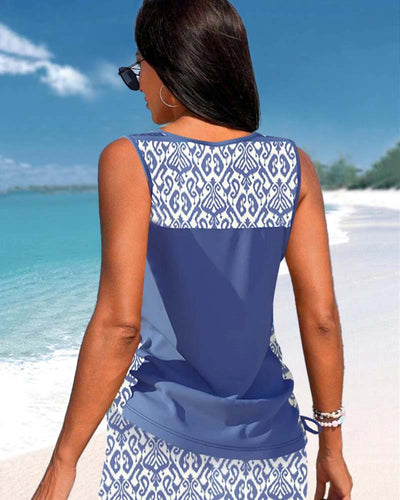 Radostawa – V-Neck Tankini with Geometric Print