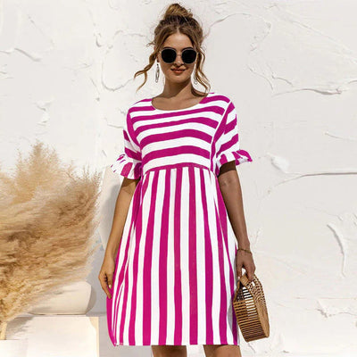 Avencea - Stylish Striped Midi Dress