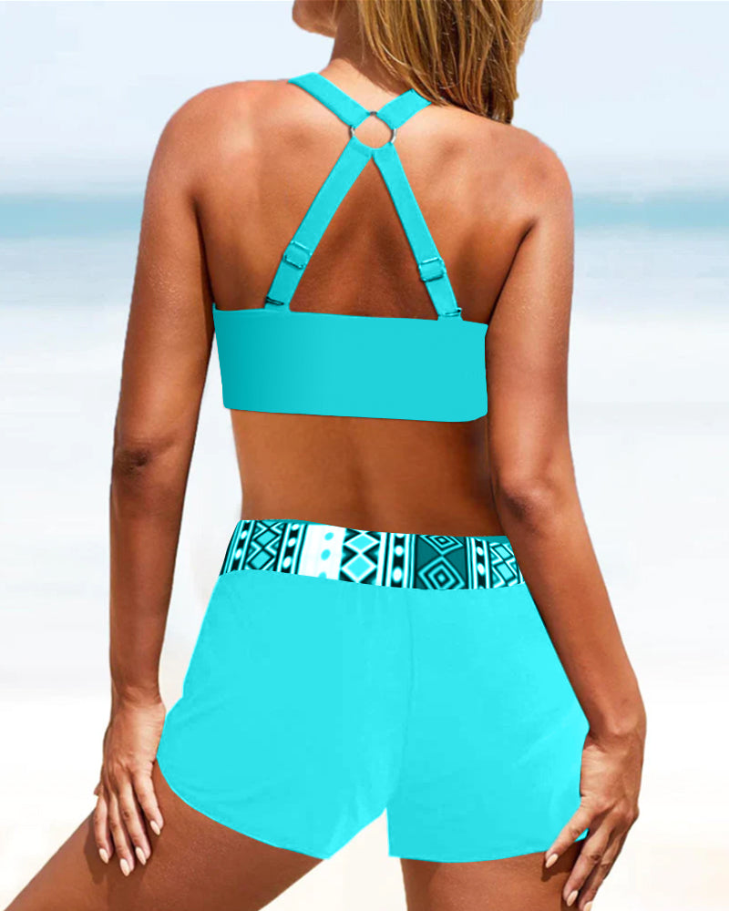 Salomea – High-Waisted Bikini with Geometric Print
