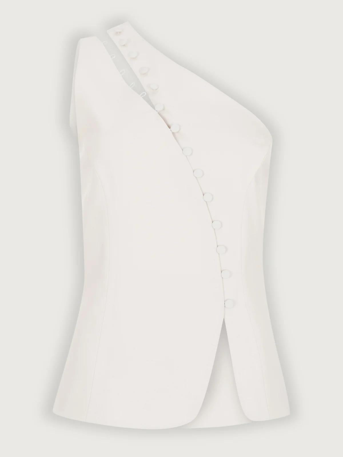 Diane | One-Shoulder Button Detail Top