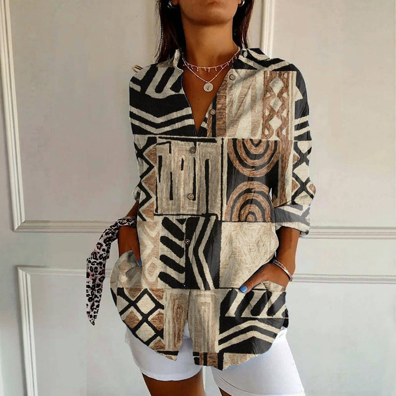 Sydney™ - VINTAGE ABSTRACT PRINT SHIRT DRESS