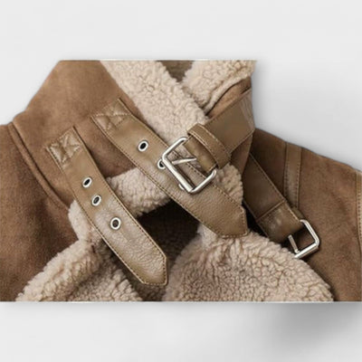 Aurora Shearling Suede Aviator Jacket