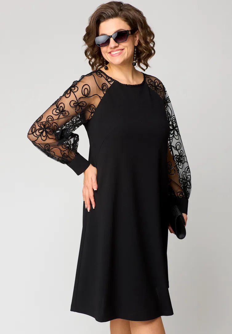 Bernice | Sheer Sleeve A-Line Dress