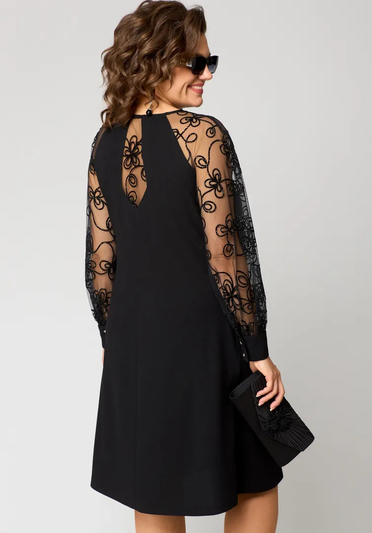 Bernice | Sheer Sleeve A-Line Dress