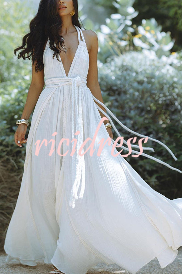 Faelina – Backless Halter Bandage Maxi Dress