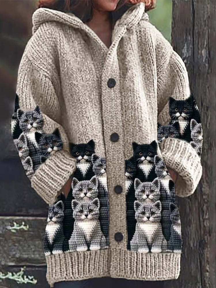 Avencea | Cardigan with Cat Design - Elegant Women's Fashion for Every Occasion