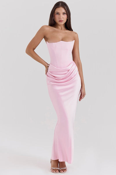 Hera | Elegant Retro Solid Color Strapless Party Dress