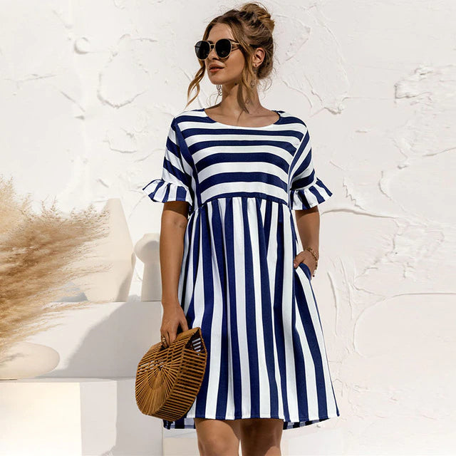 Avencea - Stylish Striped Midi Dress
