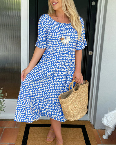 Rhea - Vintage-Inspired Polka Dot Midi Dress