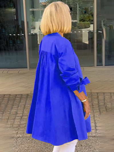 Elliora - Gathered Back Cotton Shirt Jacket