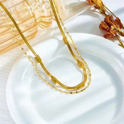 Sorella Gem Double-Layer Retro Necklace | Gold 18k