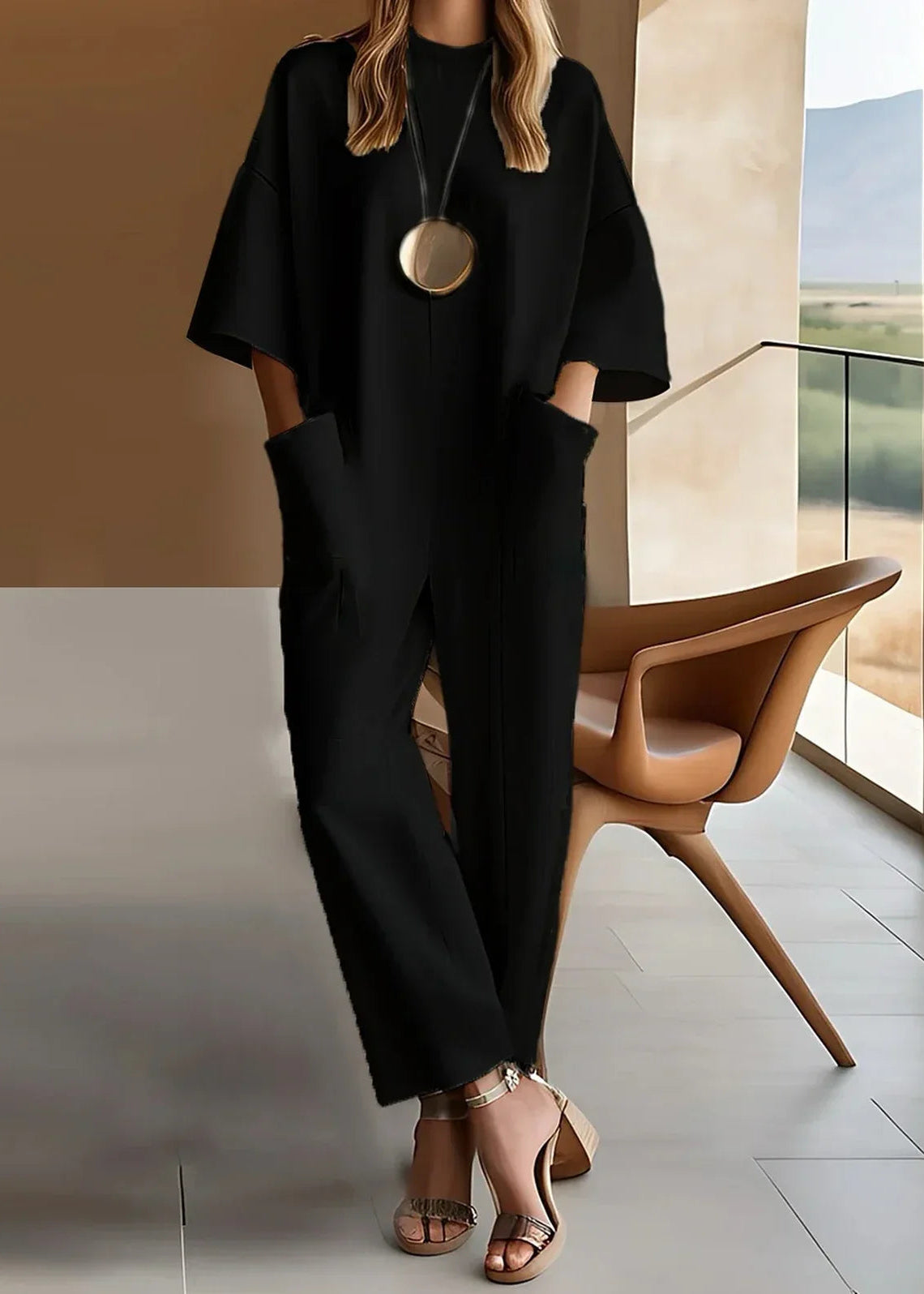 Elizina™ – Stylish Half Sleeve Loose Jumpsuit