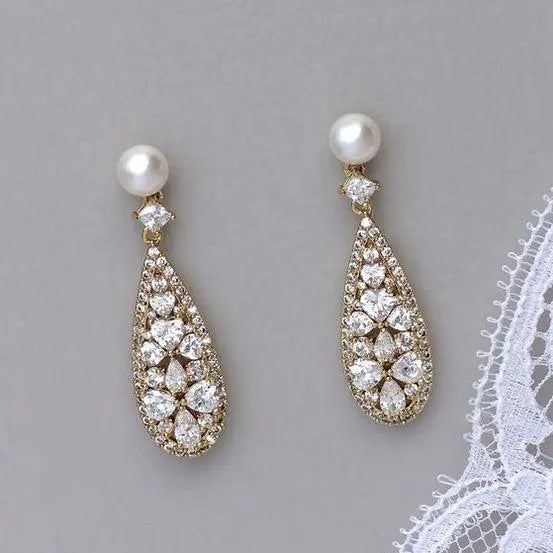 Vintage Bright & Pearl Earrings