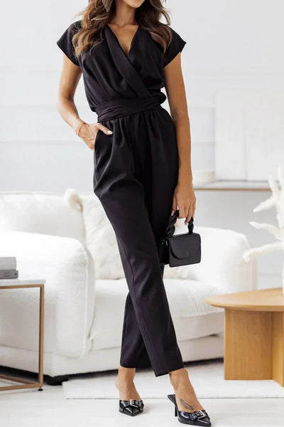 Maryana™ | Short Sleeve V-Neck Jumpsuit