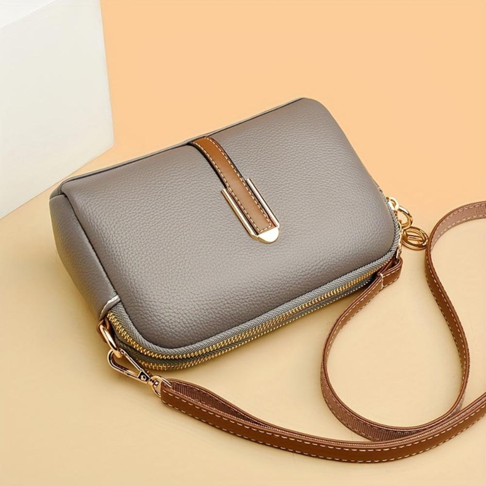 Mila Litchi Crossbody Bag with Embossed Print