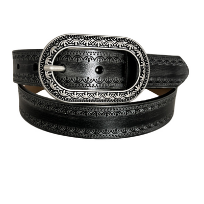Men's Vintage Distressed Engraved Embossed Genuine Leather Belt 44748904U