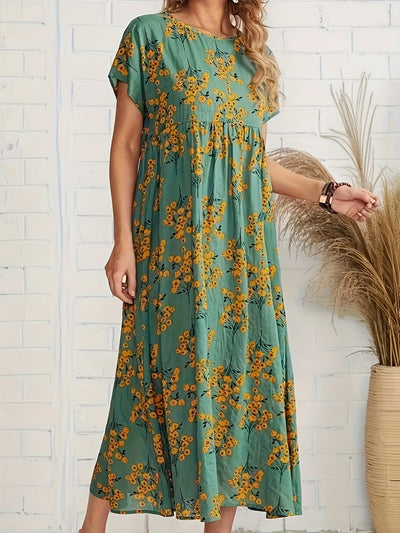Maya | Green Blossom Midi Dress