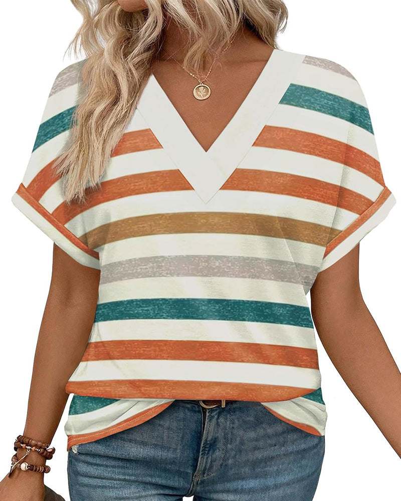 Sophie – Casual Chic Striped V Tee