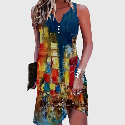 Nova | Abstract City Lights Sleeveless Dress