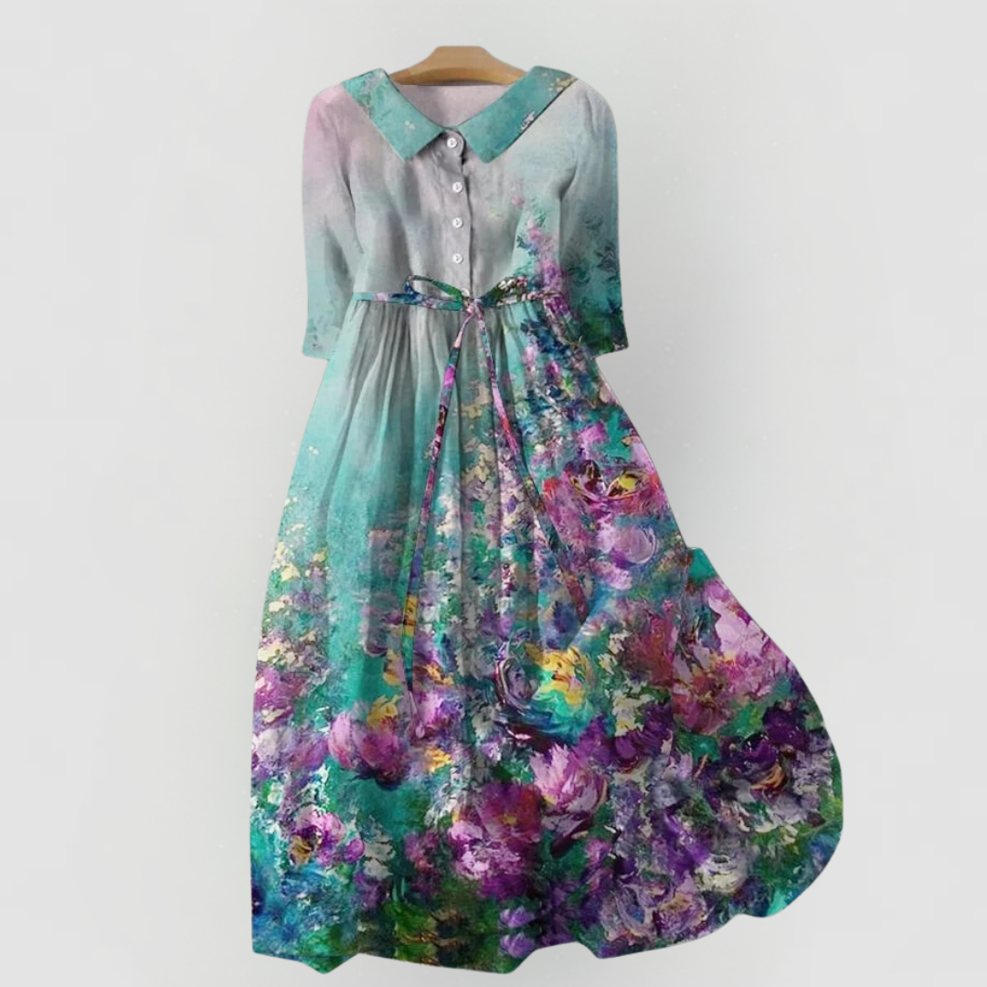 Tessa - Floral Dress with Waist Ties for Women
