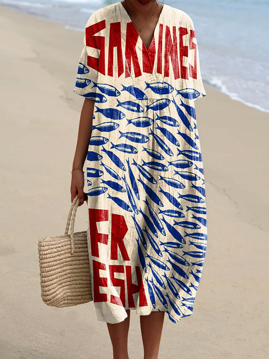 Marcia | Sardines Print Dress