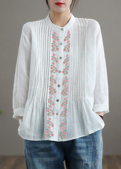 Ramie Blouse - White Linen Shirt Tunics Women