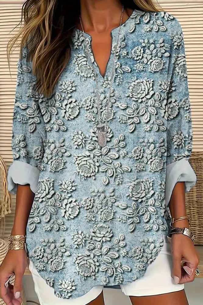Emily | Blue Dusk Bloom Blouse
