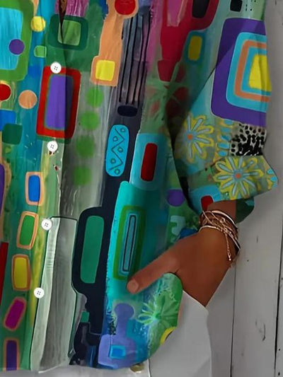 EDNA™ - ELEGANT BLOUSE WITH GEOMETRIC PATTERN