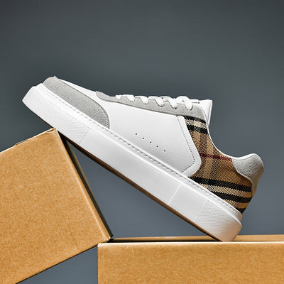 Cesare Bellandi Plaid Streetwear Leather Sneakers
