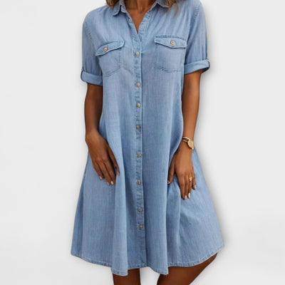 Sami | Light Denim Button-Front Shirt Dress