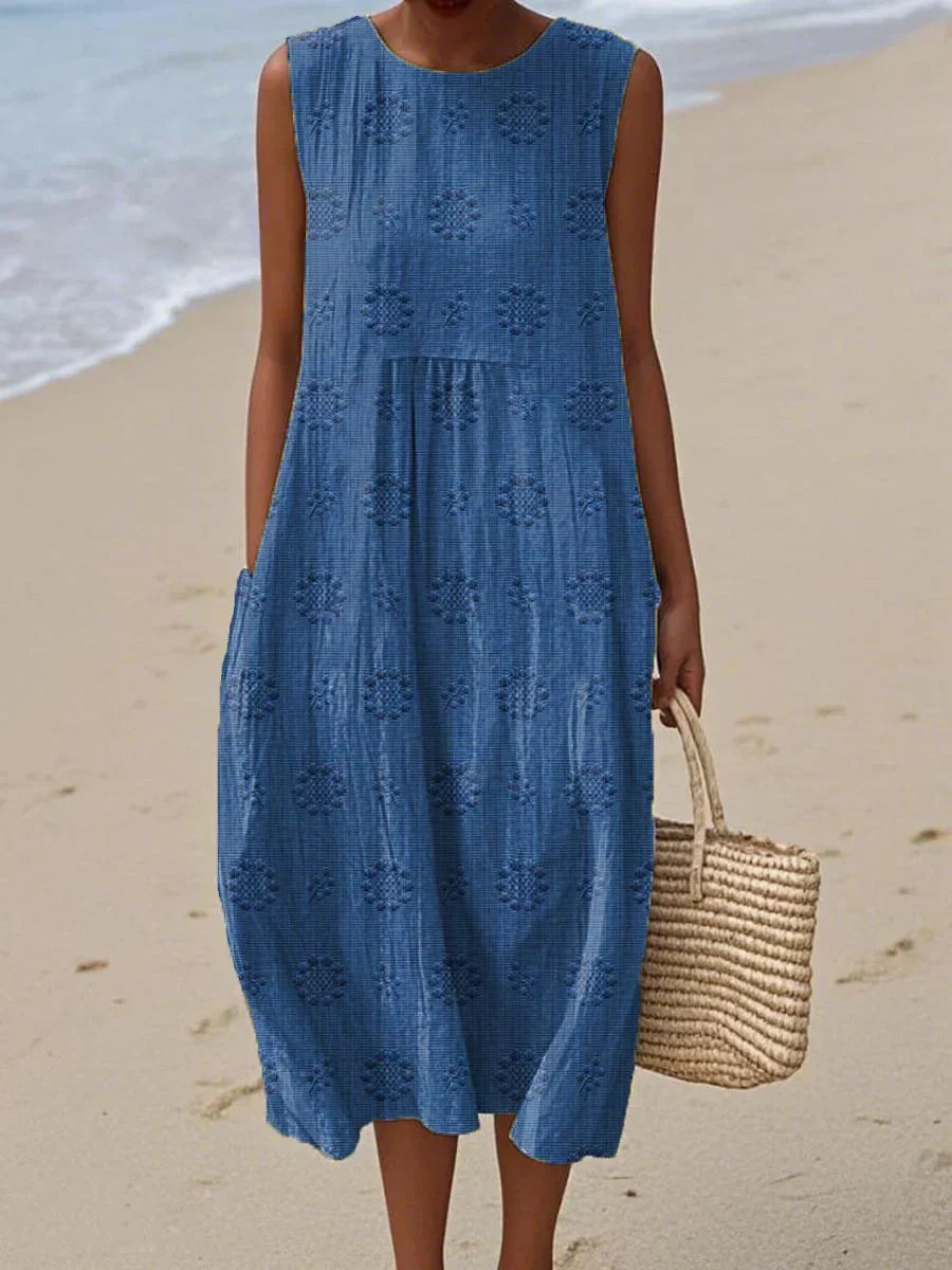 Gracelyn | Breezy Embroidered Sleeveless Beach Dress