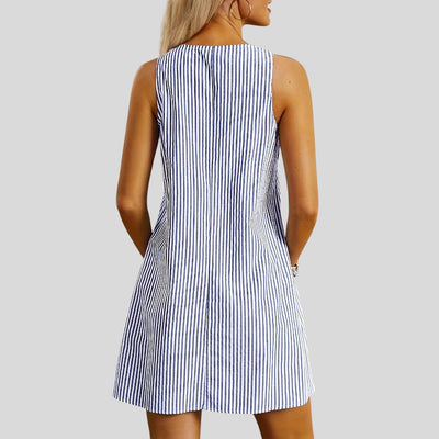 Felicia | Sleeveless Striped Pocket Dress