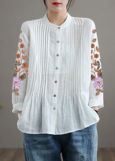 Ramie Blouse - White Linen Shirt Tunics Women