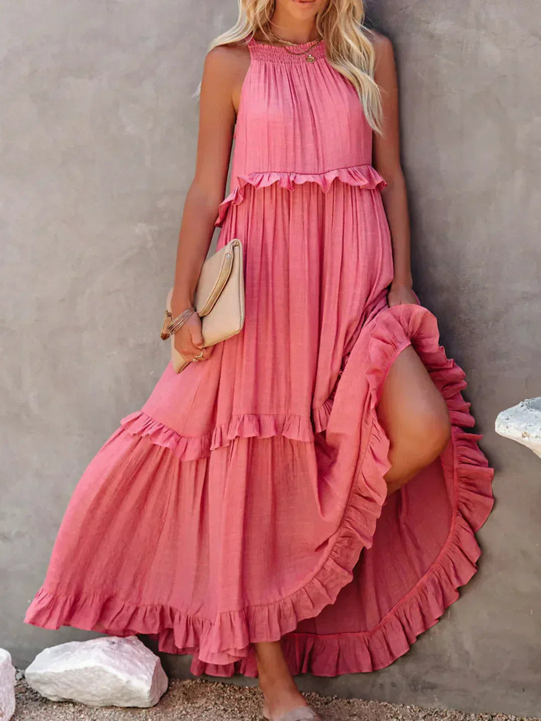 Isla | Boho Ruffle Maxi Dress