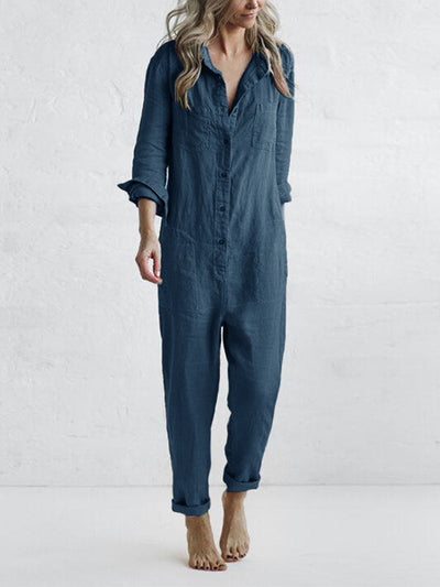 Long-Sleeve Jumpsuit from Avencea - An Elegant Highlight in 100% Cotton