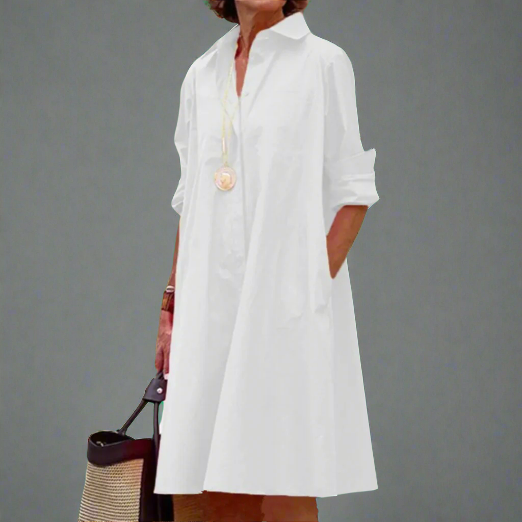 Cynthia | Women’s Solid Color Long Sleeve Midi Dress