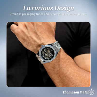 Luca | Intricate Skeleton Movement Bold Brushed Steel Watch