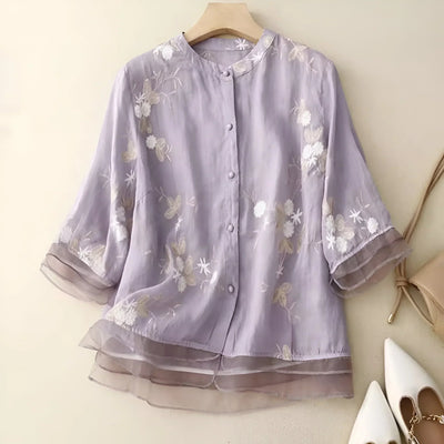 LUCILLE™ - FLORAL BUTTON-UP BLOUSE