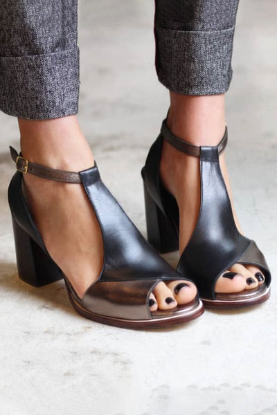 Nadaria – Black Patchwork Heels