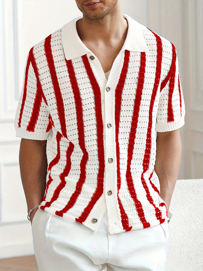 Fiorenzo D'Amico Knit Striped Button-Up Shirt