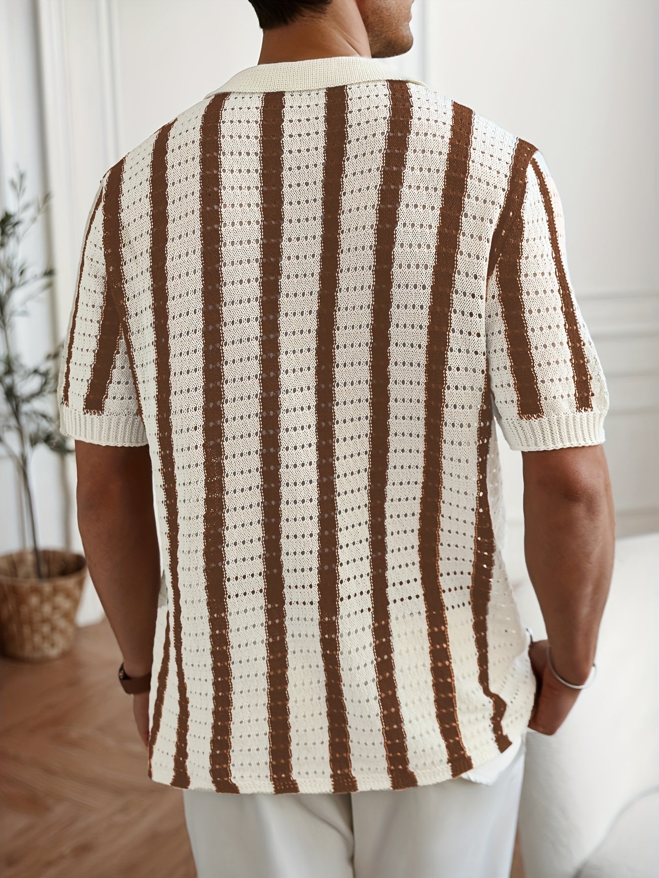 Fiorenzo D'Amico Knit Striped Button-Up Shirt