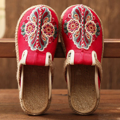 Katy - Handmade cotton floral pattern mules